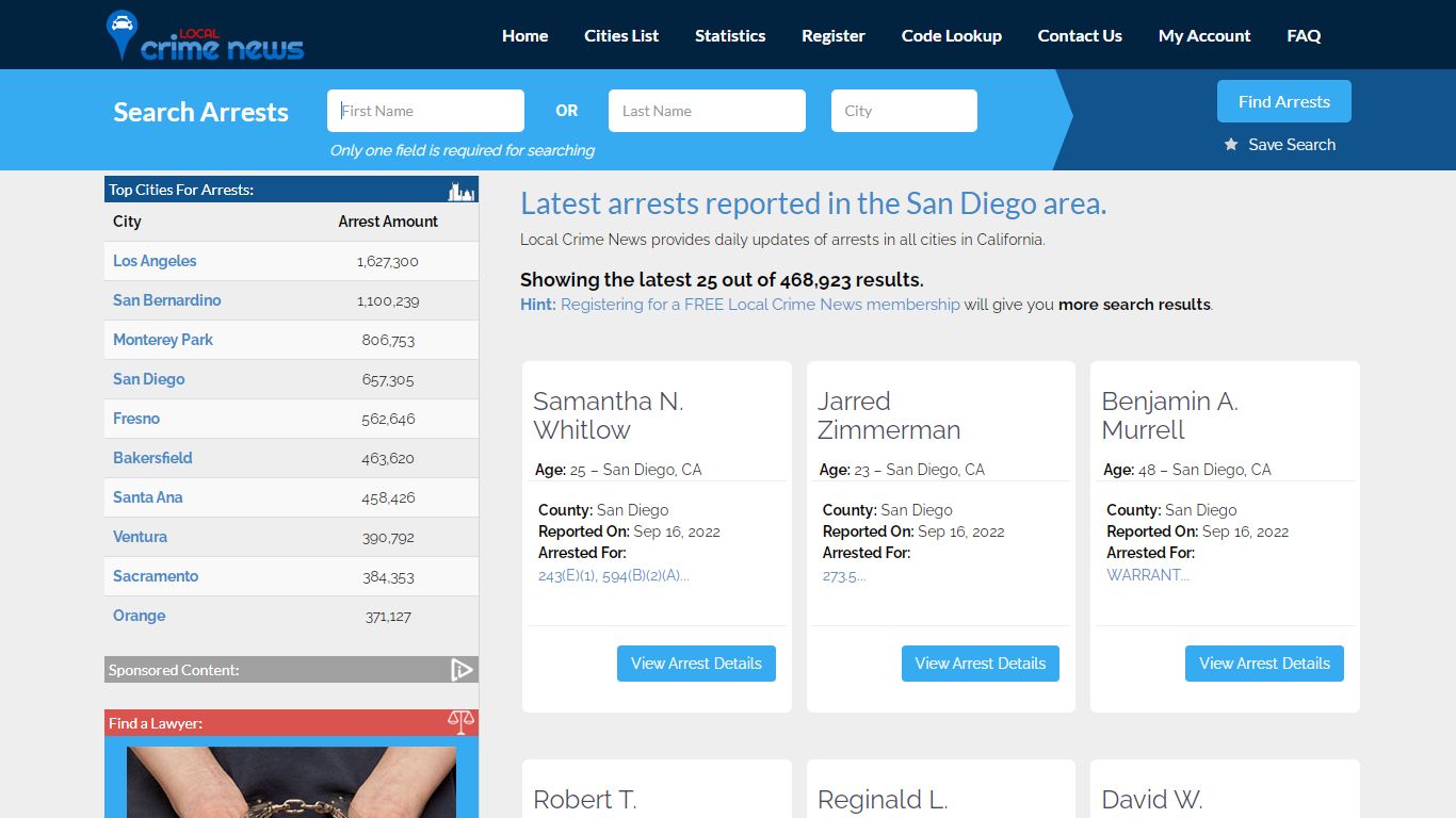 San Diego California Arrest Records | Local Crime News