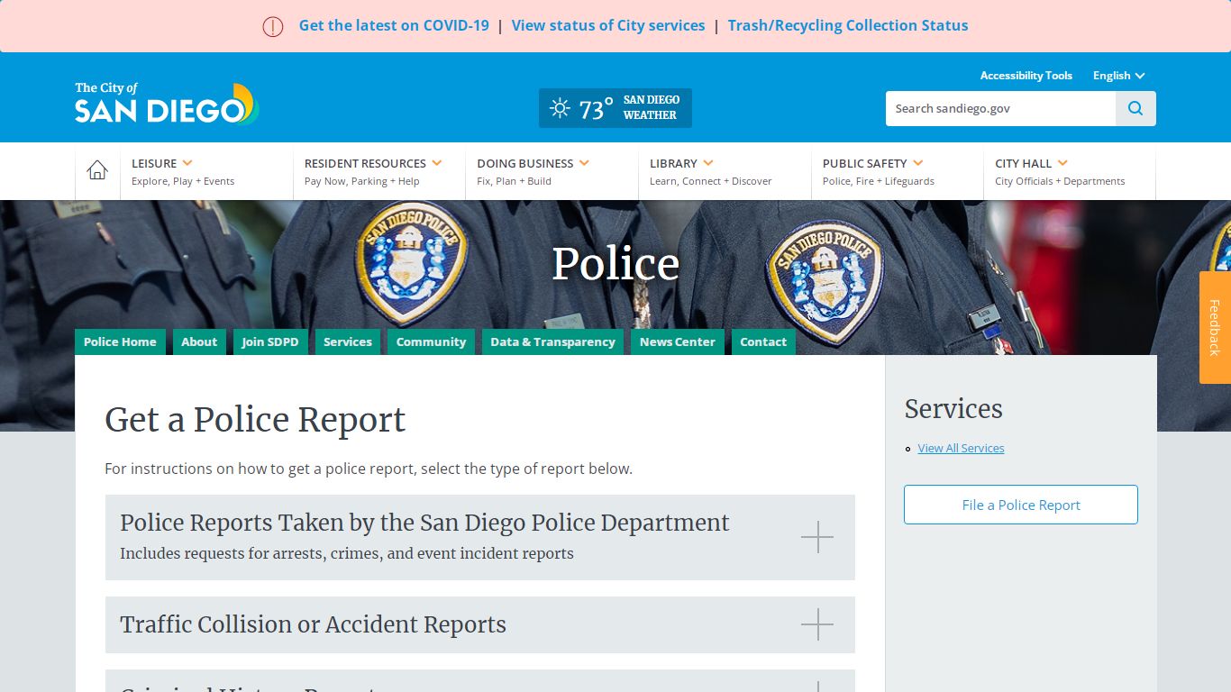 Get a Police Report | Police | City of San Diego Official Website